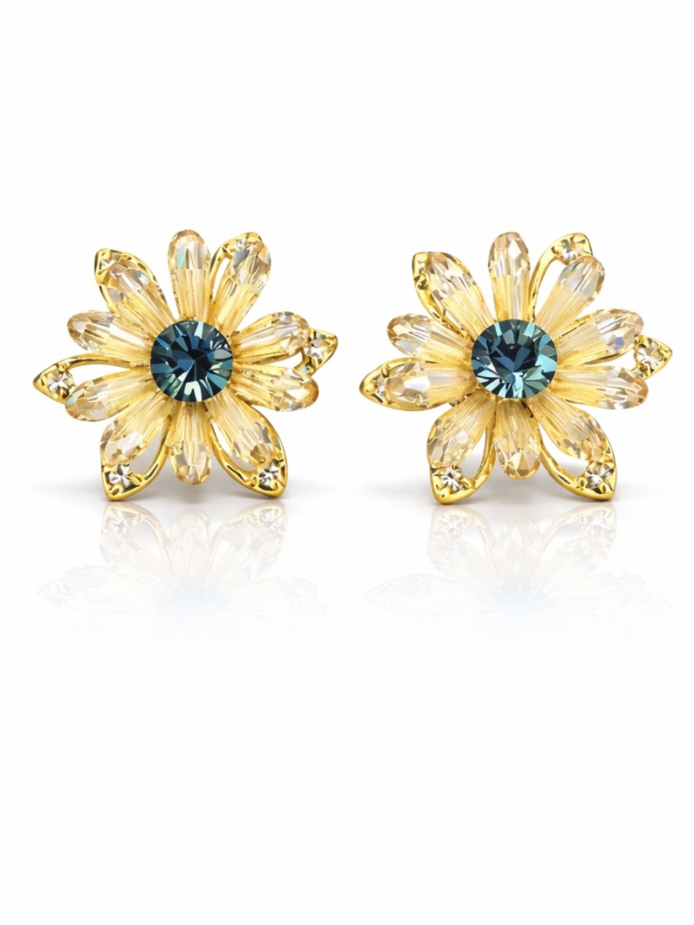 Vintage Inspired Gorgeous Crystal Flower Earrings